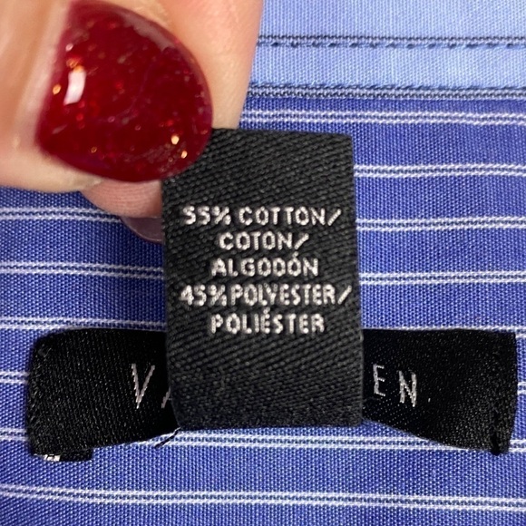 Van Heusen Button Down Shirt Men's Medium 15-15.5 Blue White - Picture 7 of 8